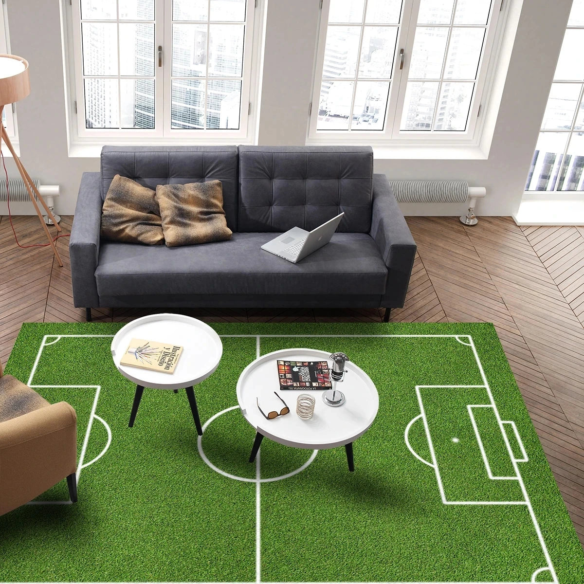 Sports Grass Soccer Field Carpet for Living Room Home Decor Sofa Table Large Area Rugs Children's Play Non-Slip Floor Mat Decor