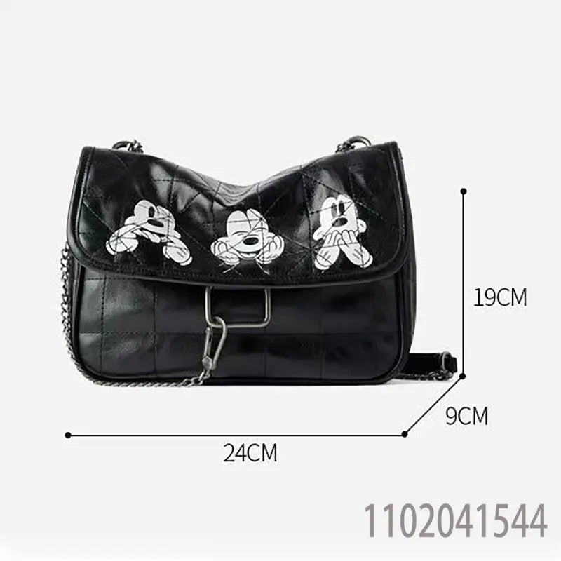 Disney Women's Bag Mickey Mouse Large Capacity PU Soft Leather Shoulder Bag for Girl Kids Men Wallet Purse