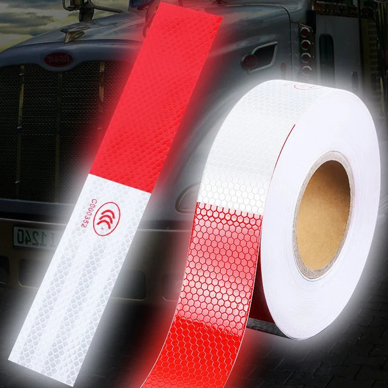 Width 5cm Red white Reflective Adhesive Tape Sticker For Truck Motorcycle Bicycle Car Styling