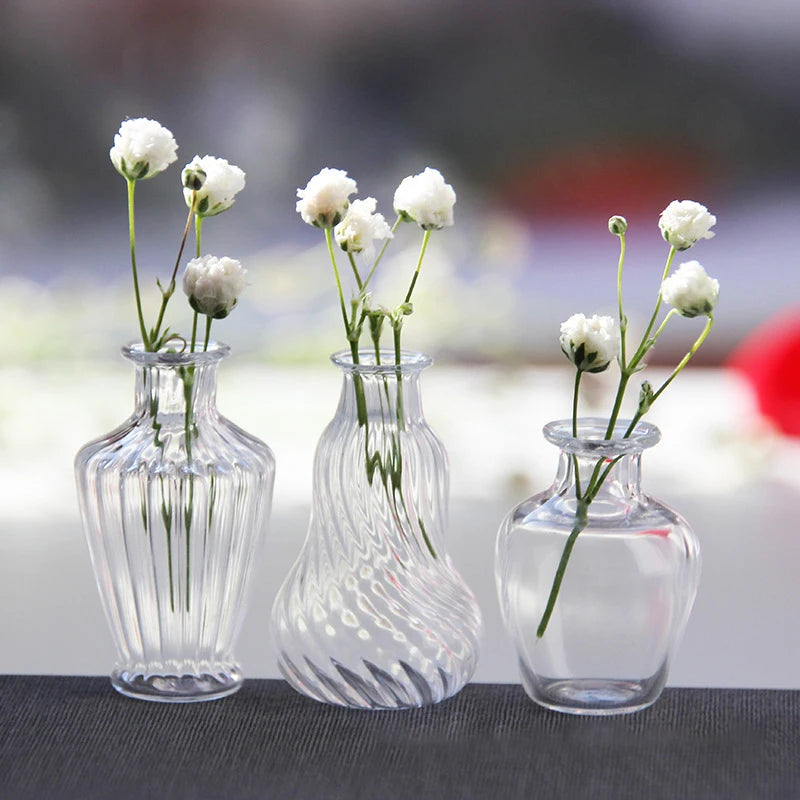 1Pc 1/6 or 1/12 Scale Miniature Dollhouse Glass Vase for Doll House Accessories Toy Dolls Room Decoration