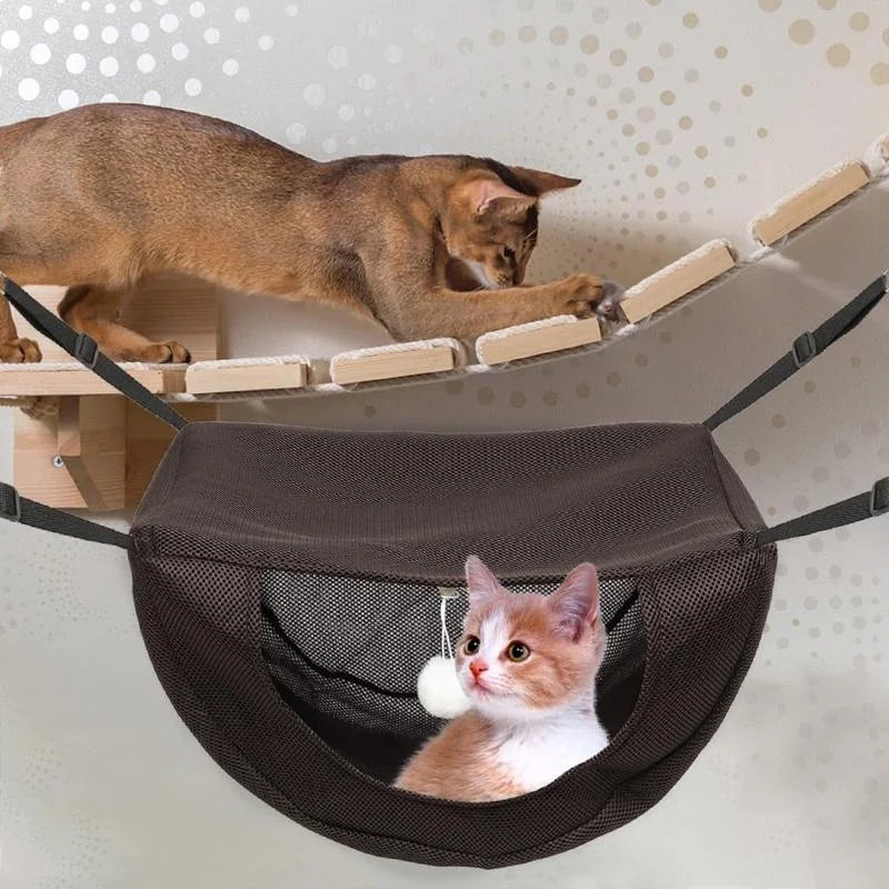 Double Layer Cat Cage Hammock,Breathable Mesh Hanging Pet Bed with Adjustable Lanyard,Suitable for Indoor Cats Kitten Ferret Ham