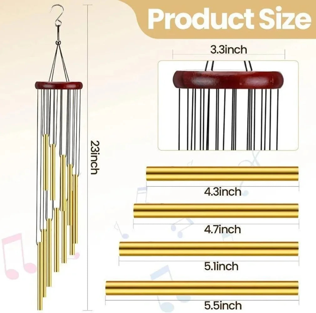 12 Tubes Wind Chimes Pendant Aluminum Tube Metal Pipe Wind Chimes Bells Balcony Outdoor Yard Garden Home Hanging  Decoration