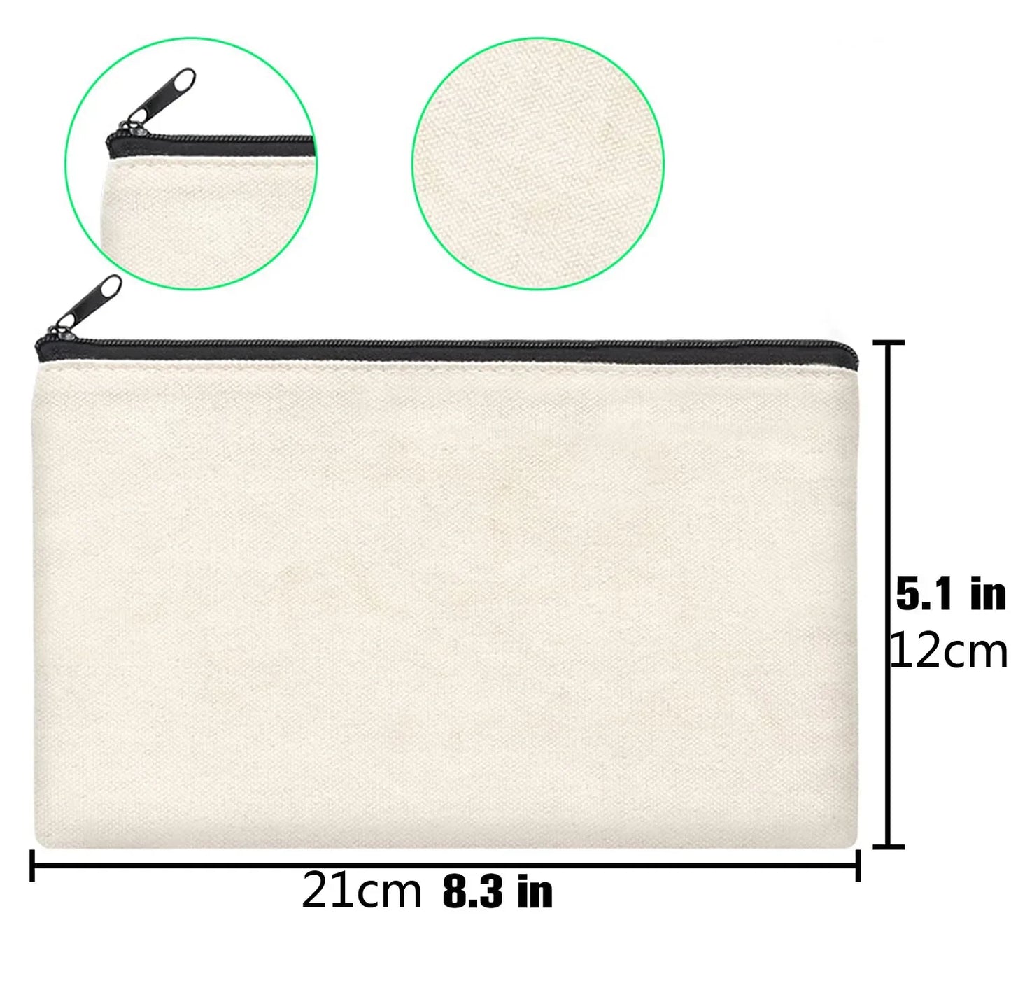 DIY Blank Canvas Zipper Pouch Bags School Pencil Bag Case for School Blank DIY Craft Bag Canvas Makeup Bags Handmade Gift Bag