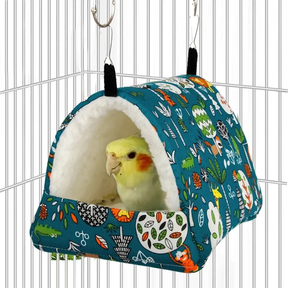 1PC Cute Print Bird Bed Mini Cage Rabbit Squirrel Mat Guinea Pig Nest Hamster House Small Animal Sleeping Bed Pet Hanging Cage