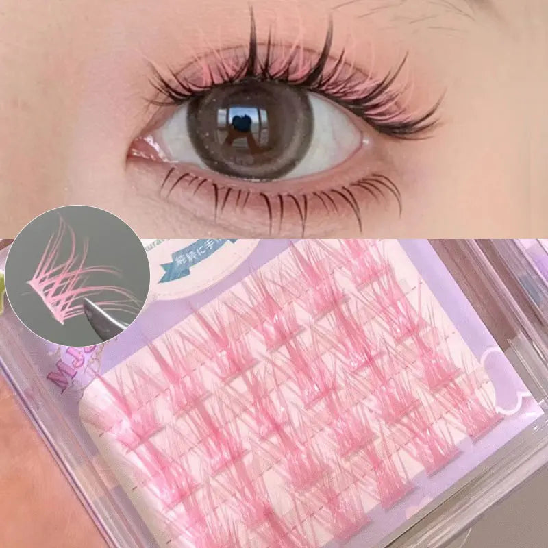 Pink/White/Blue/Purple Colored Eyelash Clusters Manga Lashes Colored False Eyelashes Natural Long Faux Bunche Makeup Wholesale