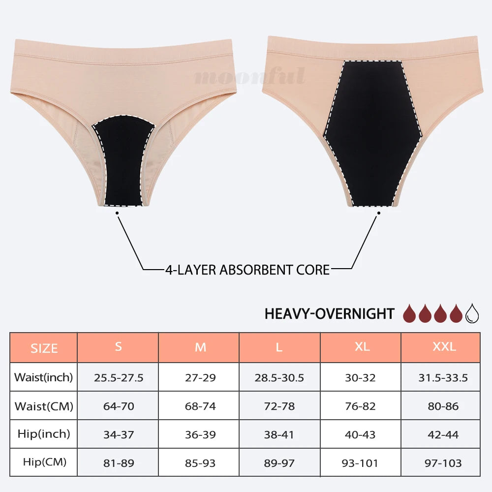 Bikini Menstrual Panties Woman Cotton Menstruaion Underwear Very Abundant Flow Absorvent Pad Period Panties Leak Proof Brief