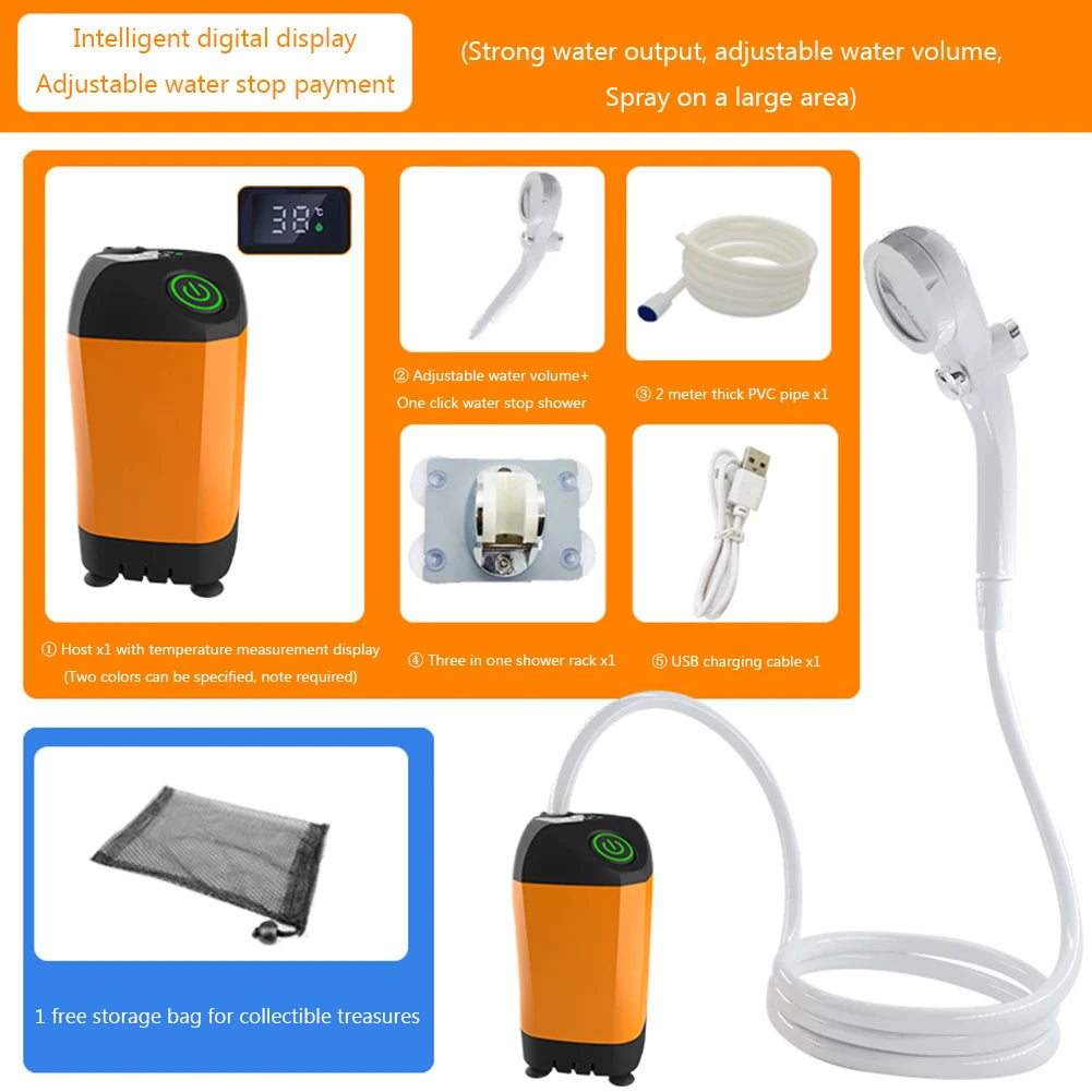 Electric Shower Pump 4800mAh IPX7 Waterproof Easy To Use for Backpacking Travel Beach Pet Portable Camping Shower Pump