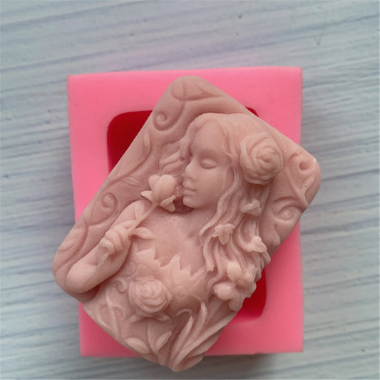 Flower Girl Soap Mold Fairy Handmade Soap Silicone Mold Craft Soap Candle Making Mould Kitchen DIY Fondant Cake Mould