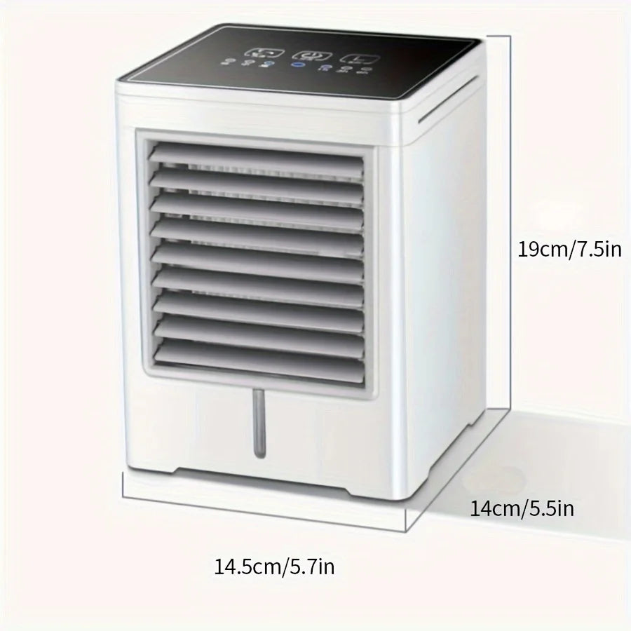 Portable USB Personal Mini Air Conditioner, with 3-speed, Evaporative Air Cooler with Touch Screen, Portable AC Desktop Fan