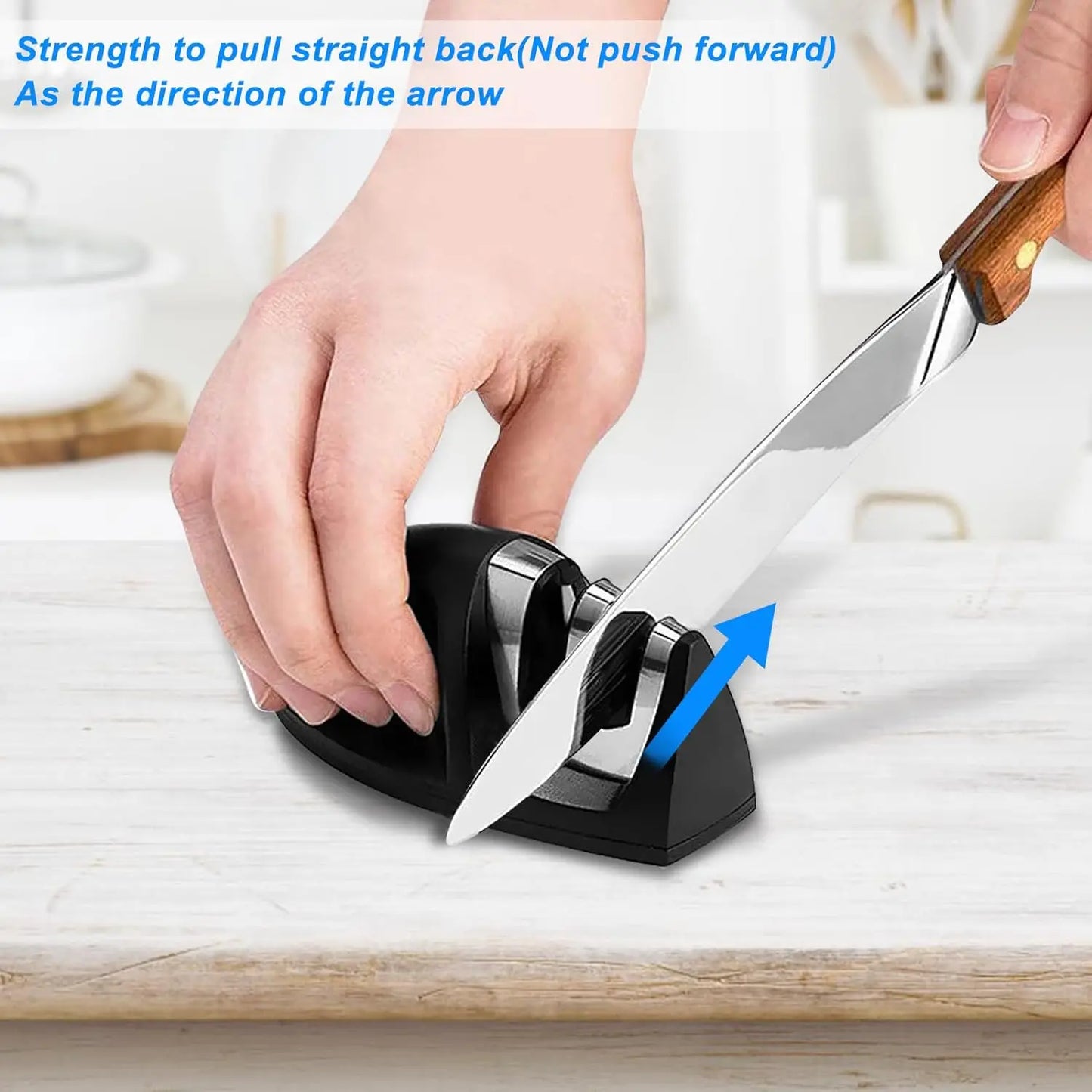 Knife Sharpener, 2-Stage Preset Coarse & Fine Slots Knife Sharpening, Professional Knife Sharpeners for Kitchen Knives