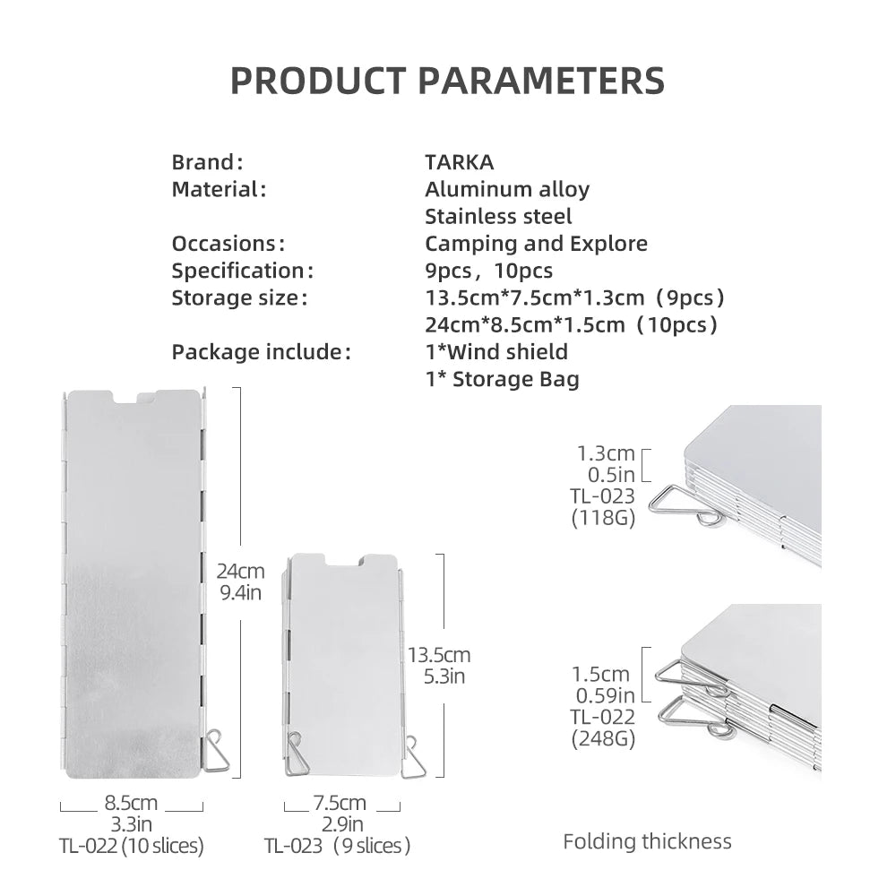TARKA Outdoor Gas Stove windshield Foldable gas heater Camping Burner windshield Hiking Survival Accessoreis Camper Supplies