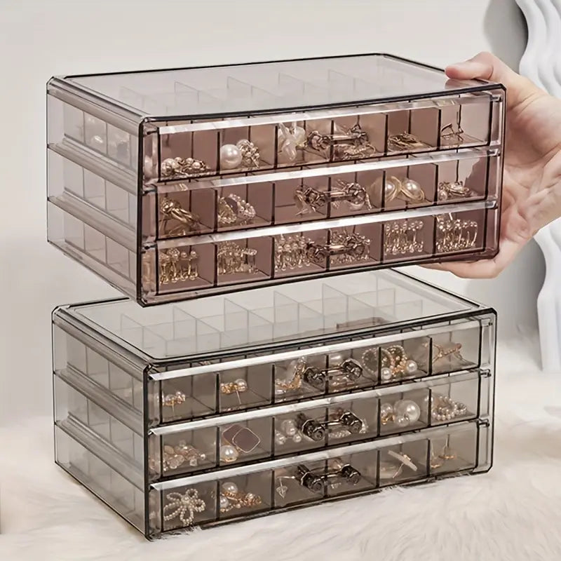 Three Layer Earring Storage Box Acrylic Jewelry Dustproof Storage Box Transparent Jewelry Display Rack Gift for Women and Girls