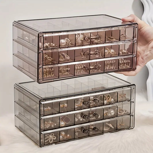 Three Layer Earring Storage Box Acrylic Jewelry Dustproof Storage Box Transparent Jewelry Display Rack Gift for Women and Girls