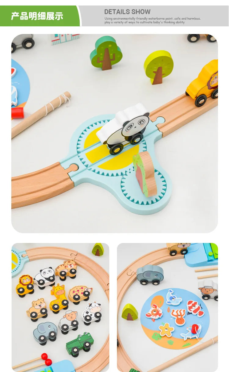 Wood Railway Track Set Expansion Package DIY Building Blocks Accessories Tracks Fit for Biro Wooden Tracks Kids Educational Toys