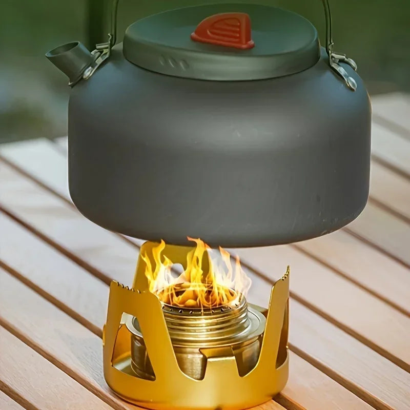 Outdoor Portable Mini Alcohol Stove Suitable for Camping Picnic Barbecue and Fishing Aluminum Alloy Structure Adjustable Flame