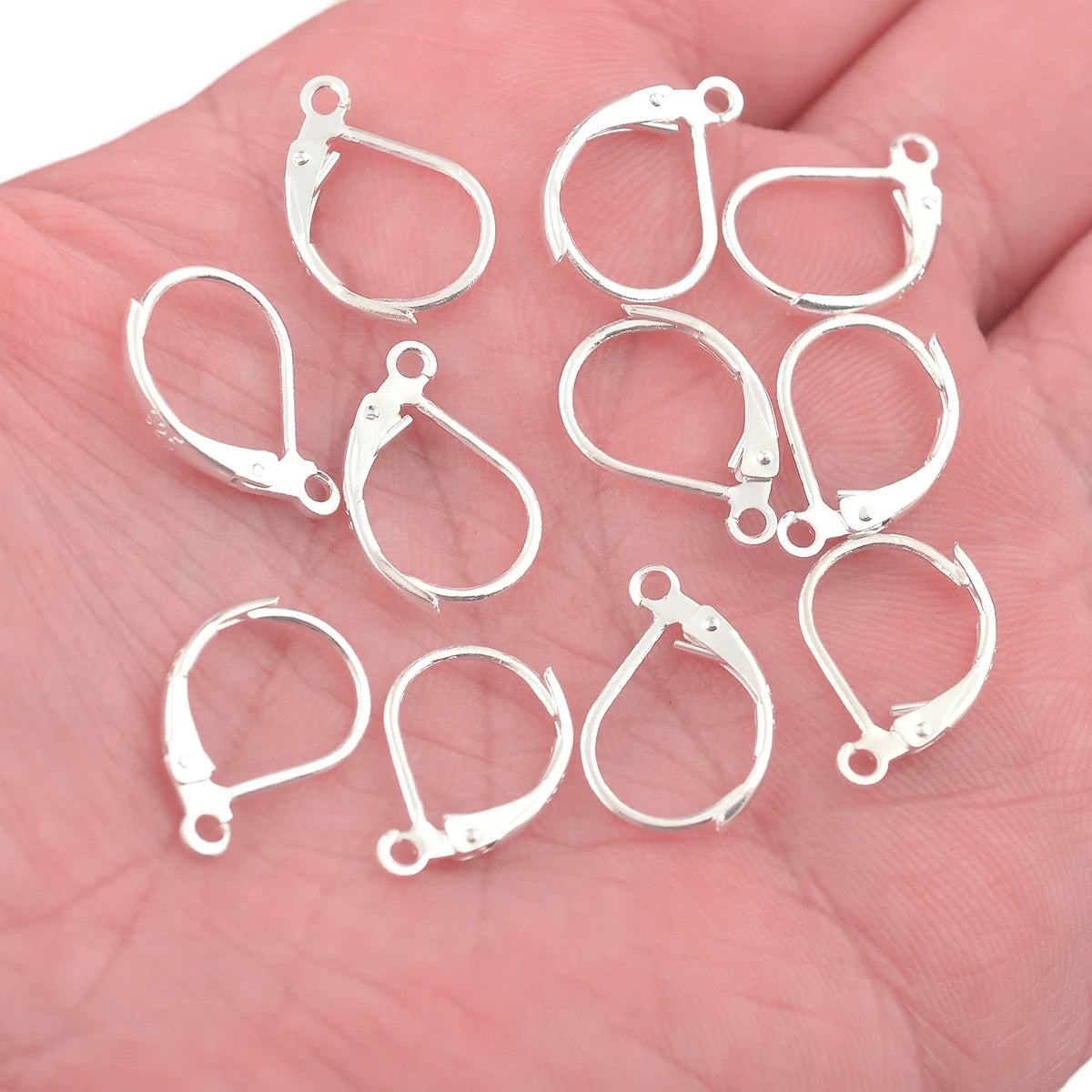 100PCS 925 Sterling Silver DIY Beadings Findings Earring Hooks Leverback Earwire Fittings Components