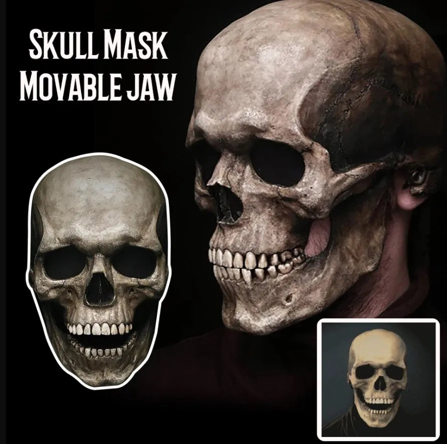 Movable Mouth Skull Headgear Halloween Party Role-playing Horror Props Scary Funny Mask Haunted House Secret Room Decoration