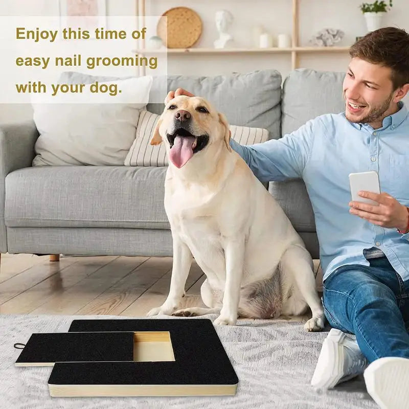 Dog Nail Scratch Board With Built-in Treat Box Wooden Puppy Nail Grinding Pad Dog Nail File Board Sandpaper Board Pet supplies