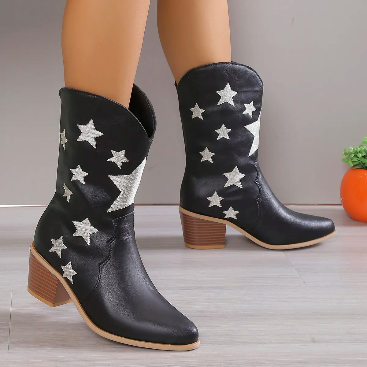 2023 New Women's Embroidered Western Knee High Boots Cowboy Cowgirl Boots Chunky Heel Platform Boots Women Western Shoes