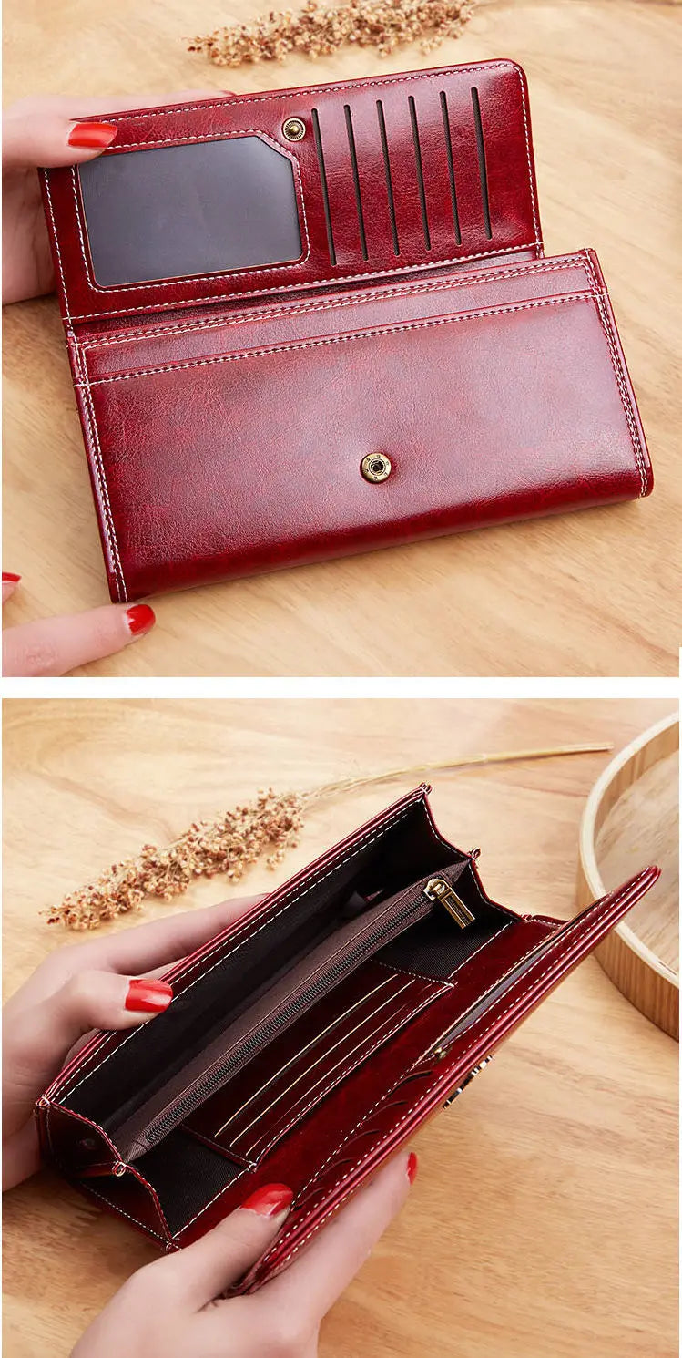 Women's Leather Wallet Woman Luxury Long Wallets Fashion Women Purses Money Bags Handbags Womens Purse Cards Holder Carteras