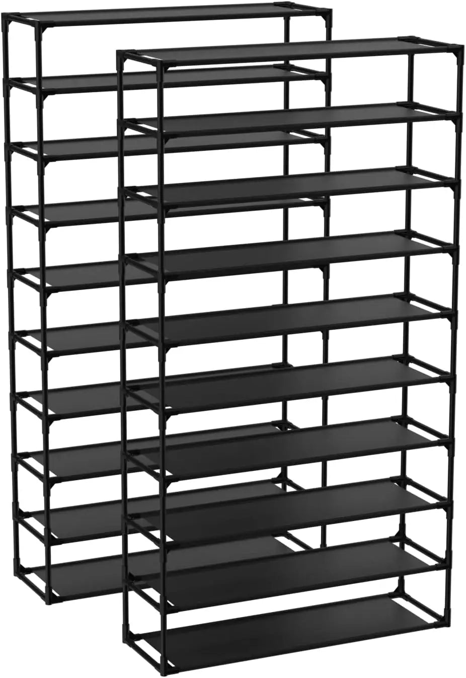 2 Pack 10-Tiers Shoe Rack Organizer, Sturdy Metal Pipes & Durable Non-Woven Fabric, Space Saving Tall Shoe Rack