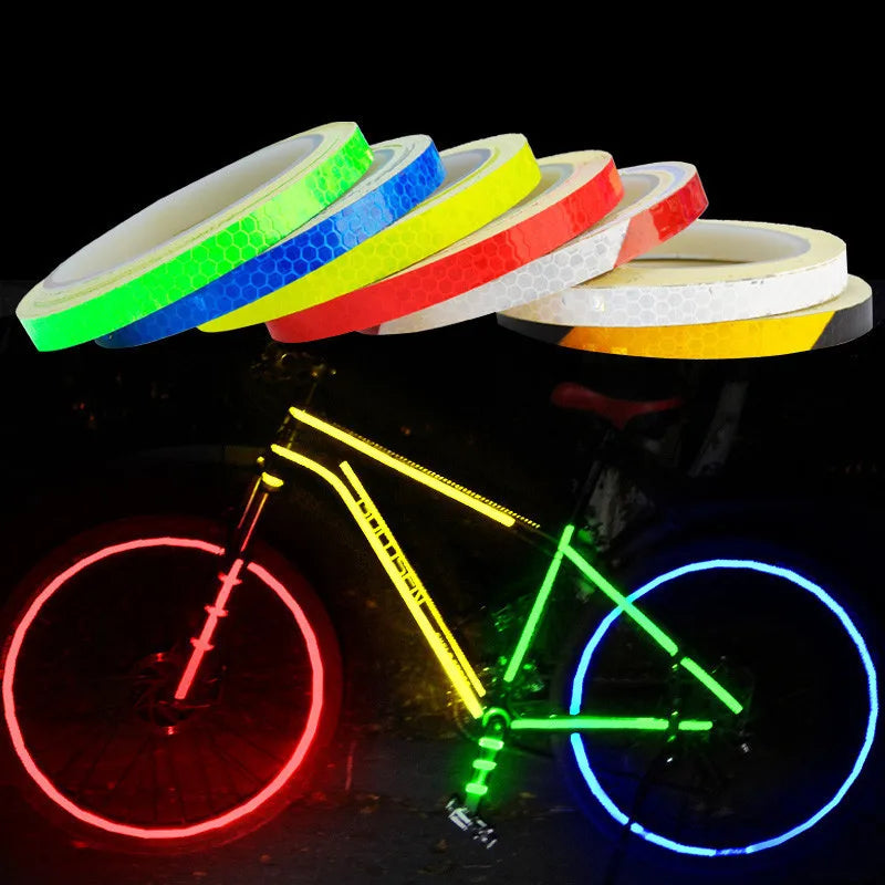 1cm*8m Bike Stickers Reflective Tape Fluorescent MTB Bike Bicycle Strips Cycling MTB Tapes for Bicycle Helmet Motorcycle Scooter