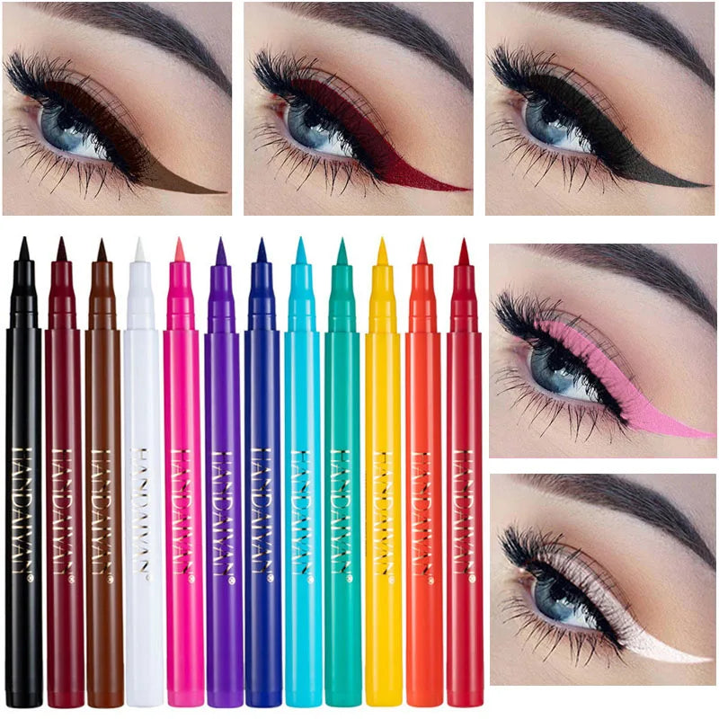 Waterproof 12 Color Liquid Eyeliner Pencil DIY Paintings Eyeliner Easy To Wear Colorful White Yellow Blue Eye Liner Pen Makeup