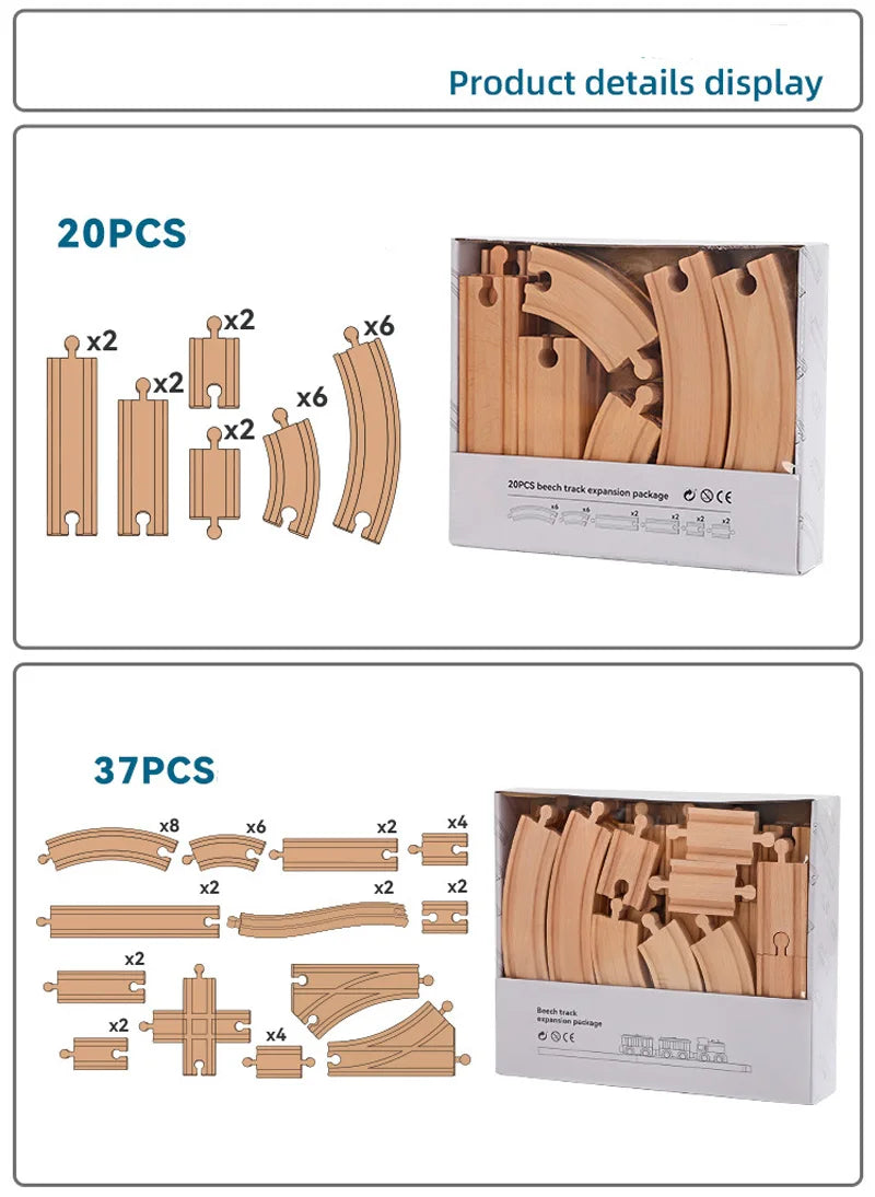 Wood Railway Track Set Expansion Package DIY Building Blocks Accessories Tracks Fit for Biro Wooden Tracks Kids Educational Toys