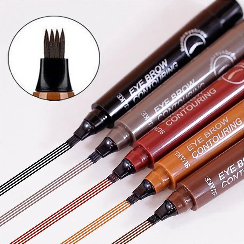 5 Colors Microblading Eyebrow Pen Waterproof Liquid Eyebrow Pencil Long Lasting Eyebrow Tattoo Pen 4 oints eyebrow pen Cosmetics