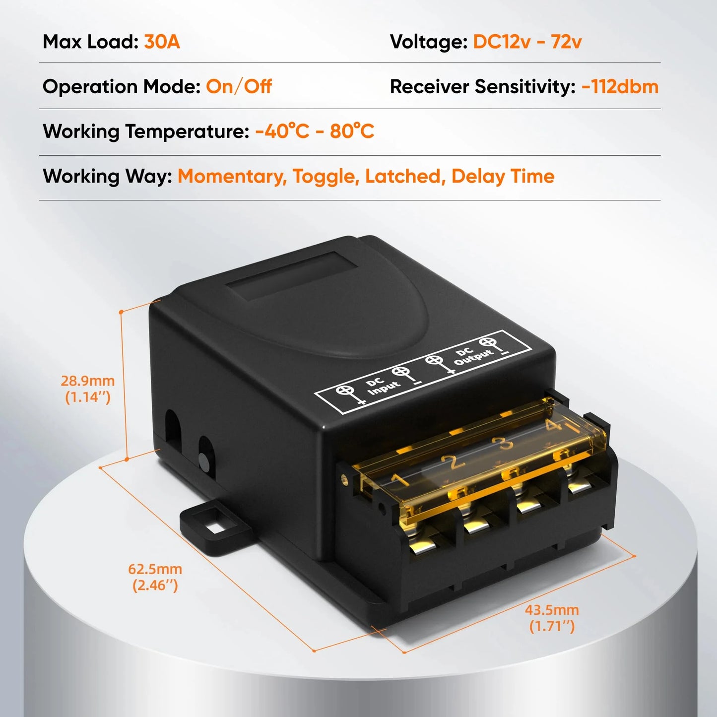 433Mhz DC 12V 24V 36V 48V 30A Relay Wireless Remote Control Switch RF Transmitter On Off Button for Water Heaters Ceiling Lamp