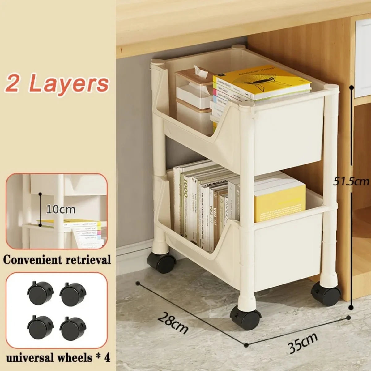 Trolley Bookshelf Portable Creative Kitchen Organizers And Storage Rack Living Room Mobile Display Movable Bookshelf With Wheels