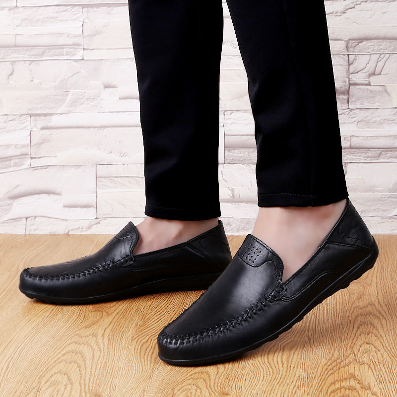 Genuine Leather Mens Shoes Casual Luxury Brand Soft Men Loafers Moccasins Breathable Slip on Male Boat Shoes Plus Size 37-47