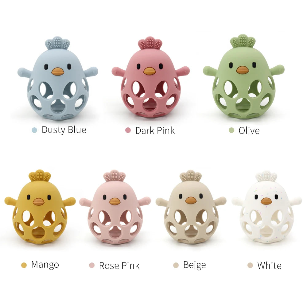 1Pcs Baby Teether Gloves Kids Cartoon Chick Shape Teether Toy Silicone Dental Care Gums Anti-eating Hand Molar Baby Accessorie