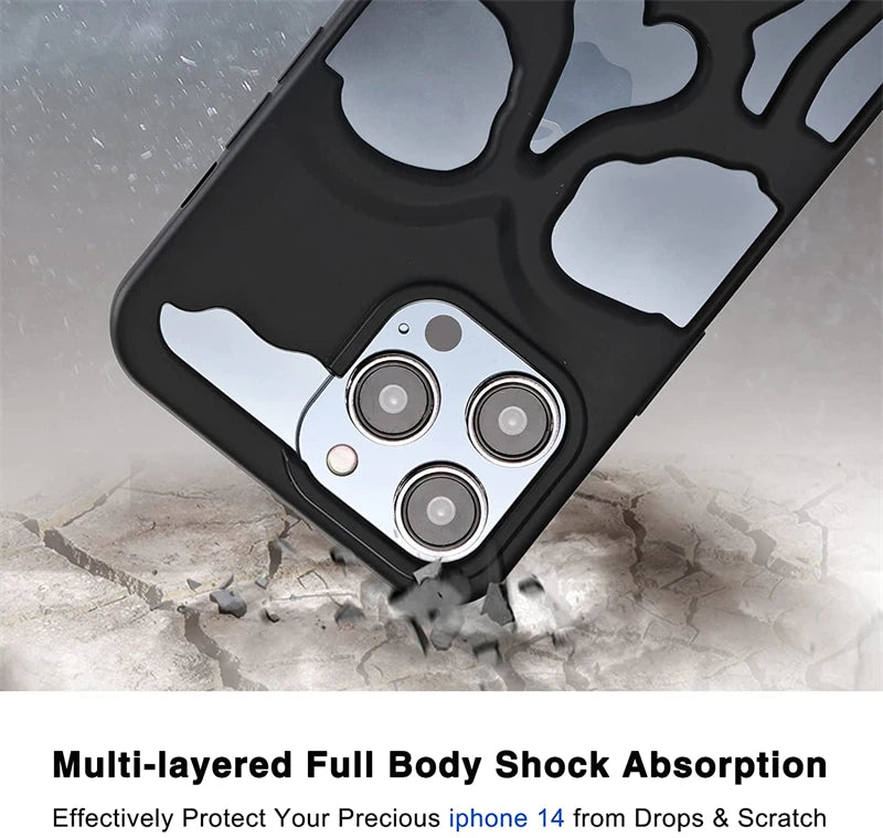 Cool Hollow Skull Anime Soft Case for IPhone 14 13 12 11 Pro Max Plus 14Pro 13Promax IPhone11 Skeleton Deisgn Shockproof Cover