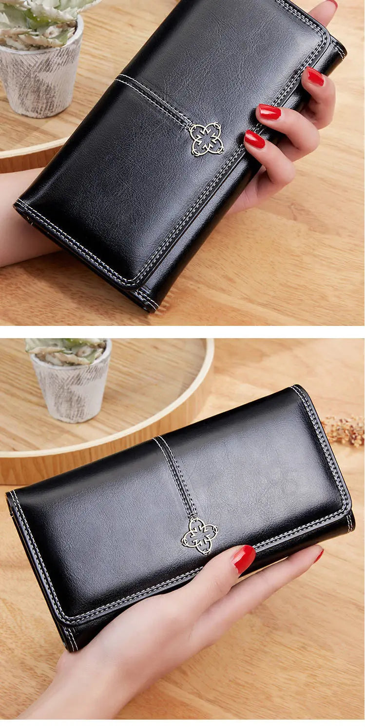 Women's Leather Wallet Woman Luxury Long Wallets Fashion Women Purses Money Bags Handbags Womens Purse Cards Holder Carteras