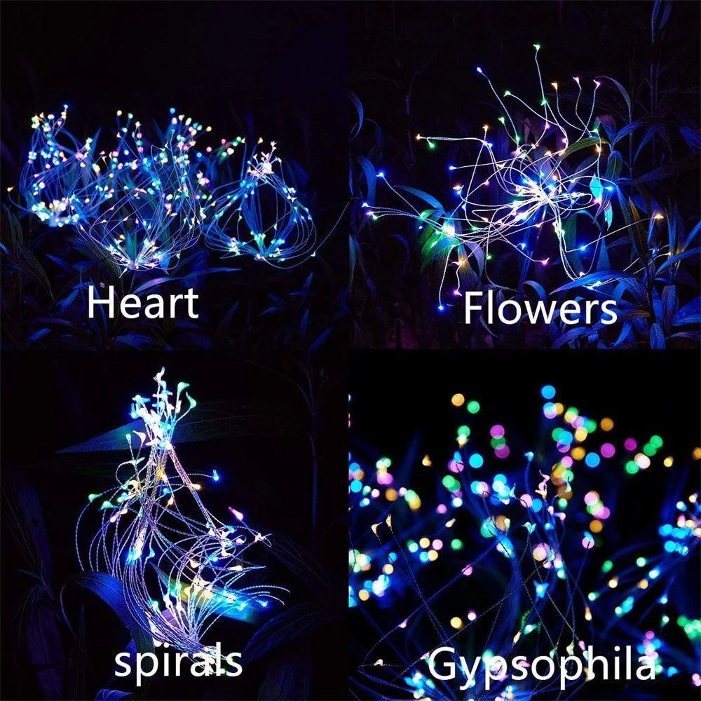 Solar Firework Light Grass Globe Dandelion 60/150/200 LED Fireworks Lamp For Garden Lawn Landscape Holiday Christmas Lights