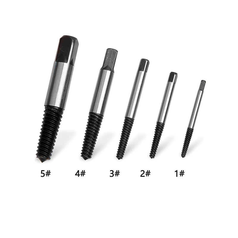 5Pcs High Speed Steel Screw Extractor 3.5-7mm Center Drill Bits Guide Set Broken Damaged Bolt Remover Removal Speed Easy Set