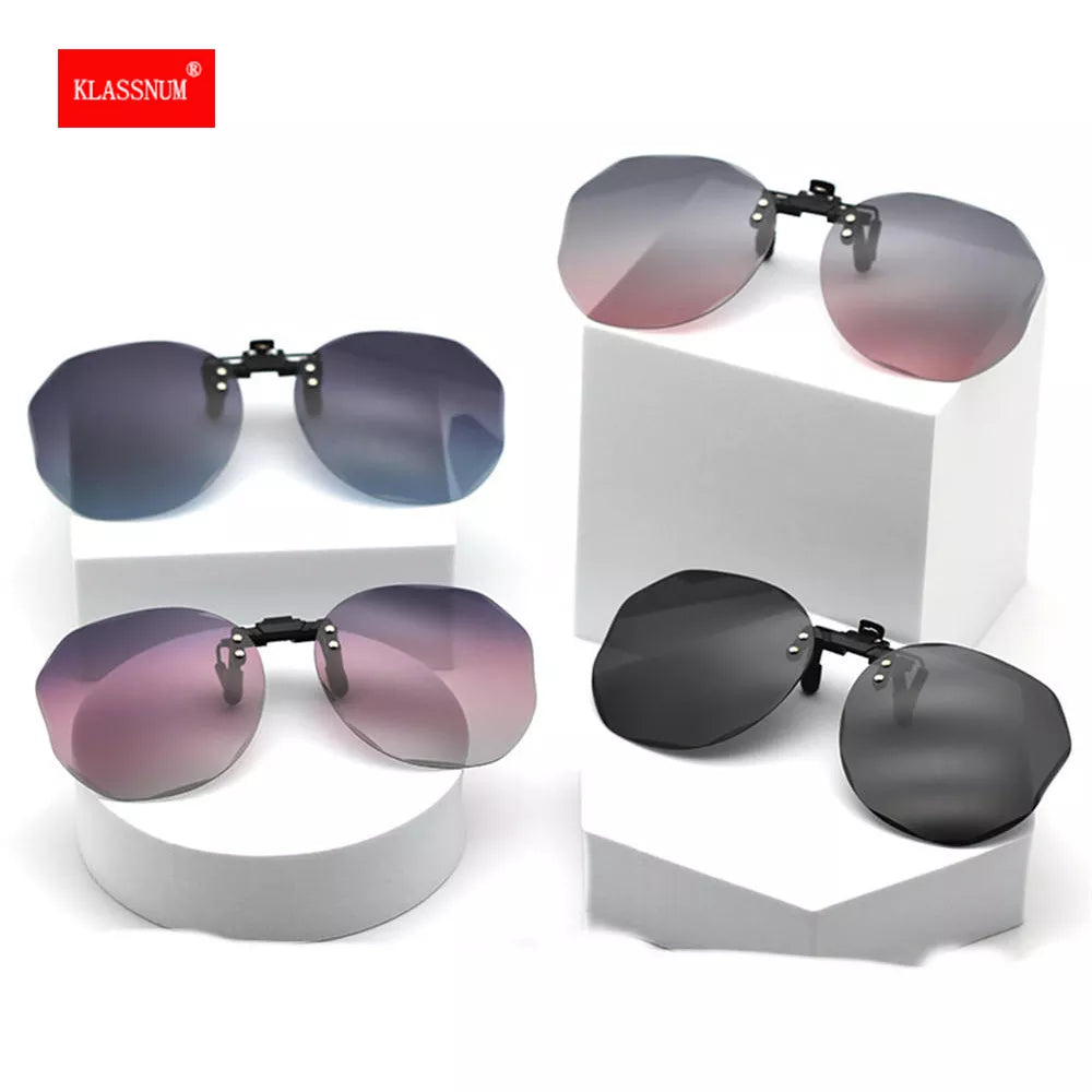 Women Sunglasses Clip-on Polarized Optical Glasses Clip Diamond Cut Mirror Eyeglasses Anti-UV Driving Sunglasses 2023 Trendy