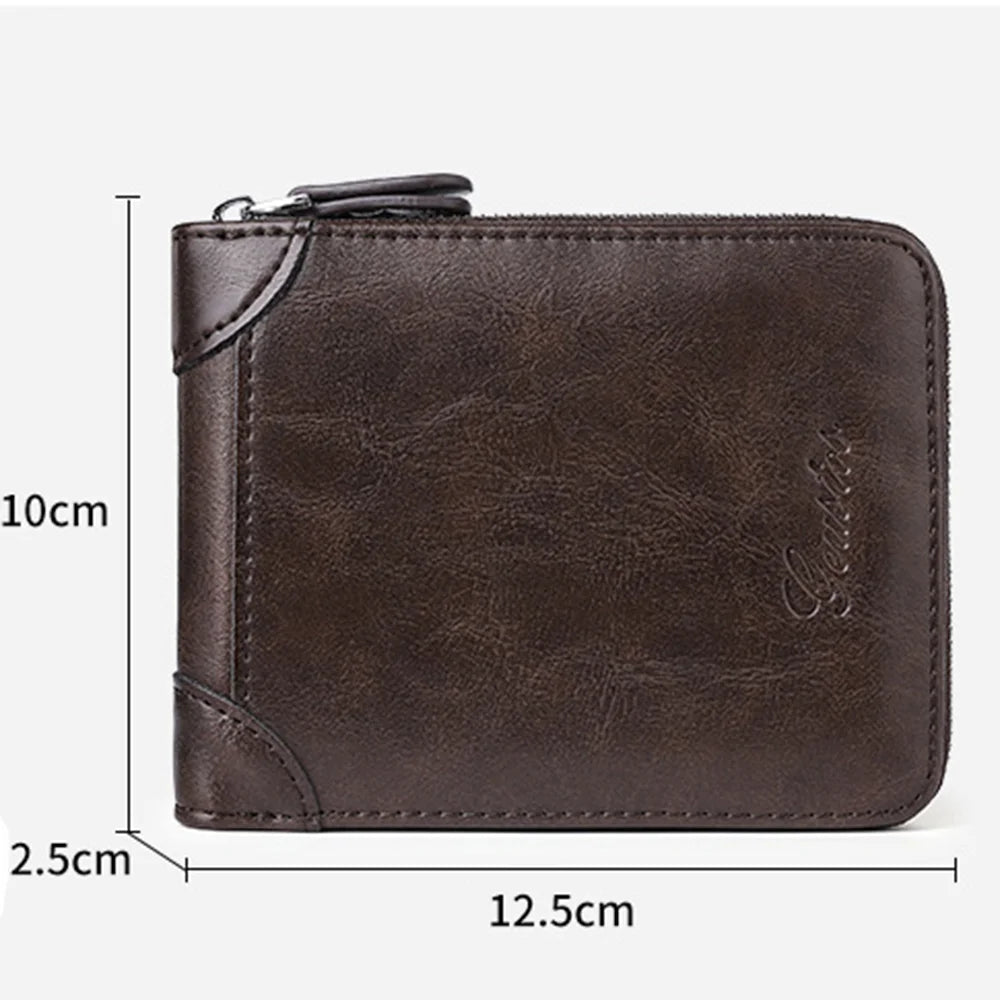 Men's Coin Purse Wallet RFID Blocking Man PU Leather Wallet Zipper Business Card Holder Money Bag Wallet Male