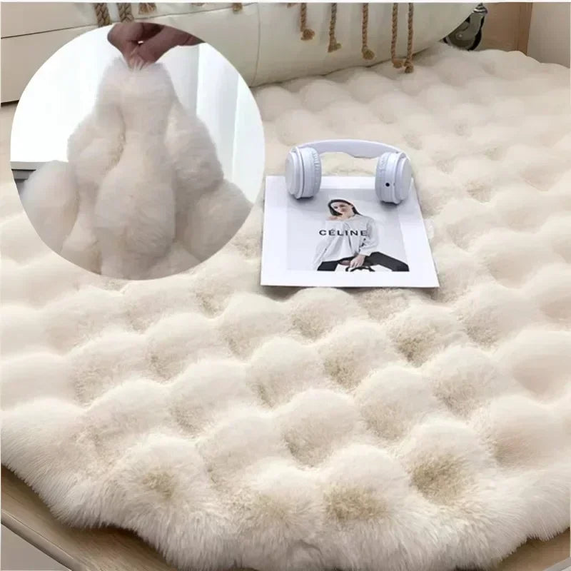 Super Soft Plush Round Rug Fluffy White Carpets for Living Room Cute Circle Kids Rug Bedside Rugs Non-slip Floor Mat Chair Mats