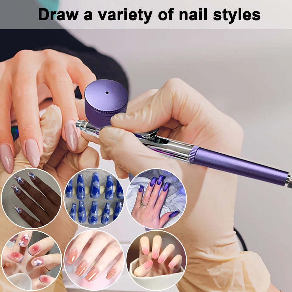 Airbrush Nail With Compressor Portable AirBrush Mini Nano Spray Gun Oxygen Injector for Nail Art Manicure Makeup Painting Tattoo