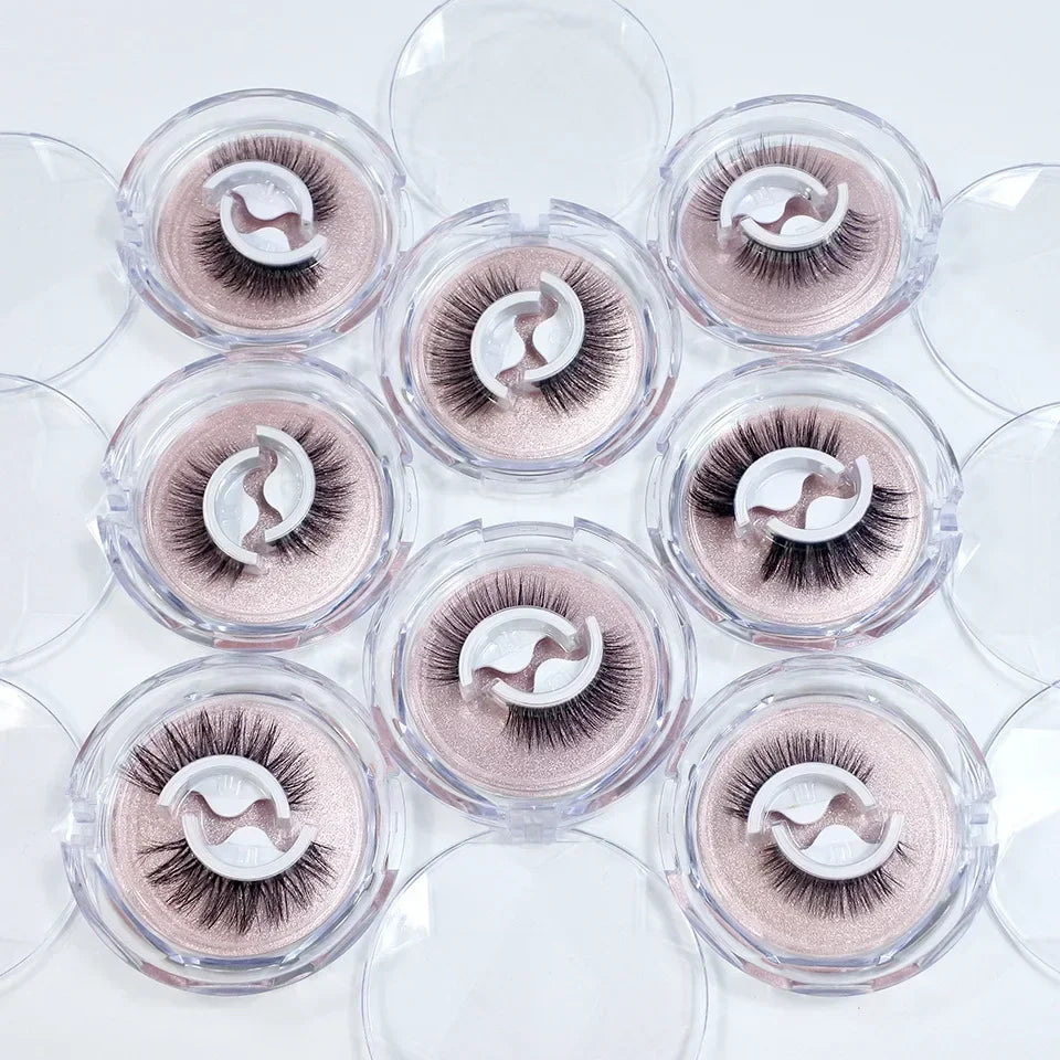 1Pair Reusable Self-adhesive False Eyelashes 3D Mink Lashes Glue-free Eyelash Extension 3 Seconds to Wear No Glue Needed Lashes