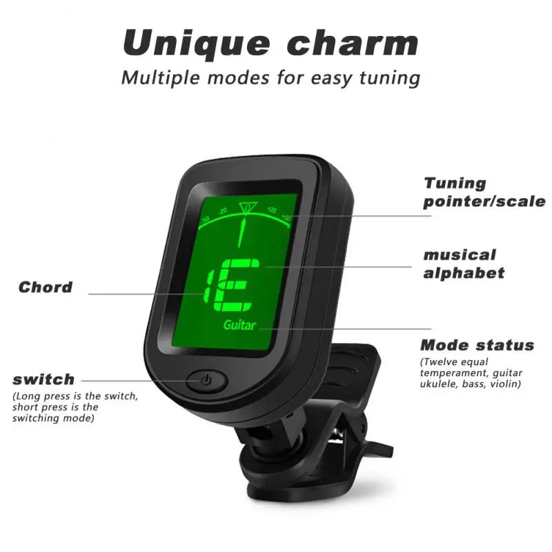 1~10PCS Guitar Tuner Digital Clip-On Tone Tuner LCD for Electric Urikri Bass Violin Universal 360 Degree Rotatable Guitar