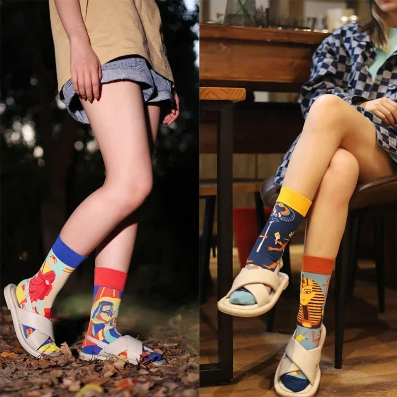 New Asymmetrical Couples AB Mandarin Ducks Medium and High Sleeve Fashion Fashion Sports Color Cotton Socks