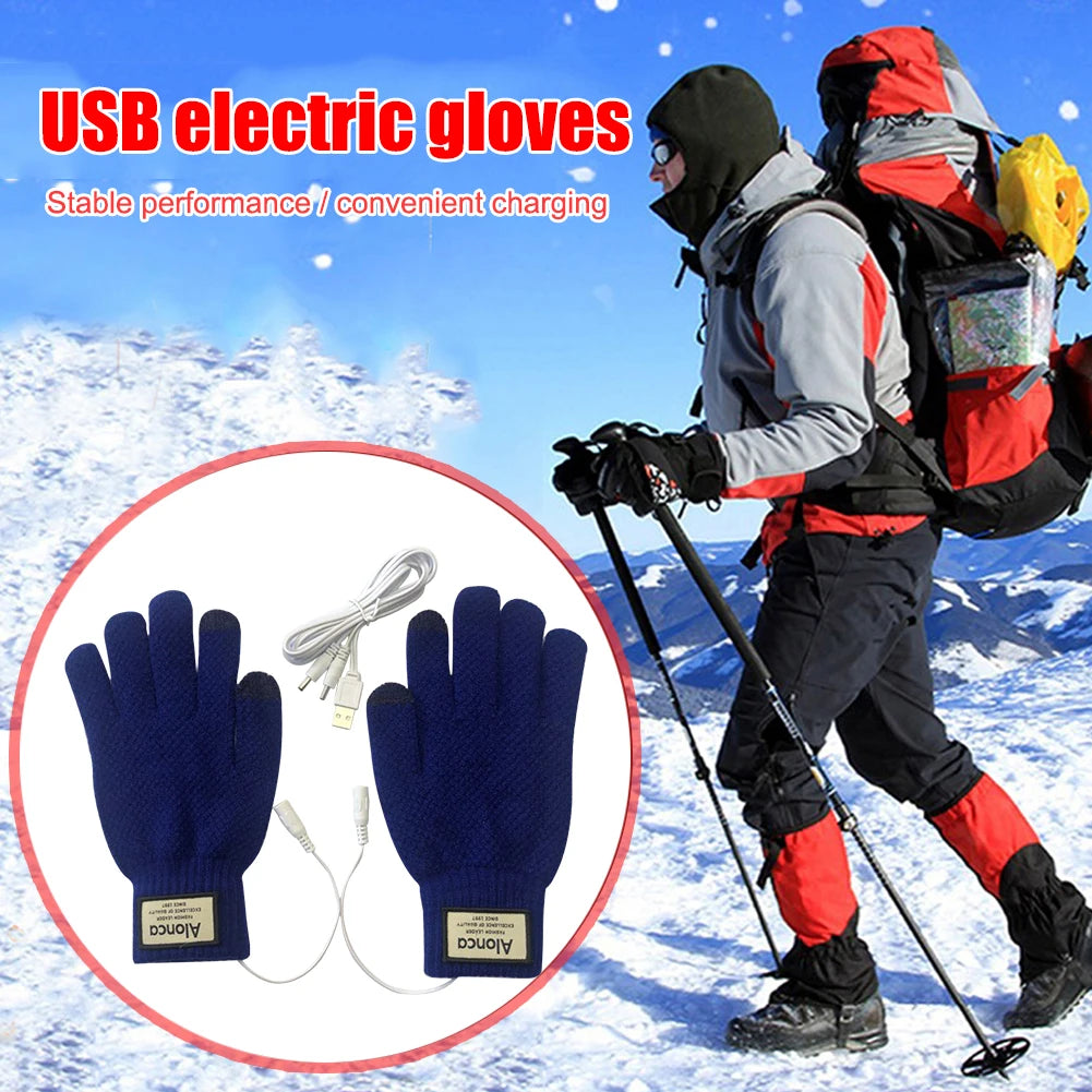 USB Warm Hand Heating Gloves Electric Constant Temperature Winter Hand Warm Gloves Heated Knitting Constant Temperature Mitten