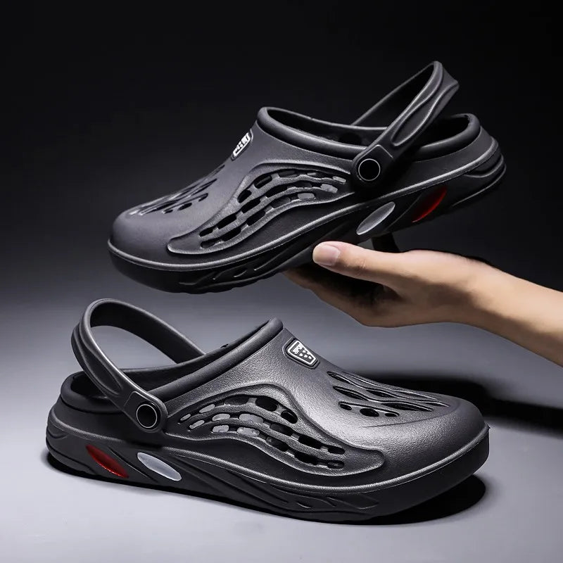 Breathable Men Slippers Comfortable Mens Sandals Non-slip Garden Shoes Lightweight Beach Shoes 35-49 Plus Size Platform Shoes