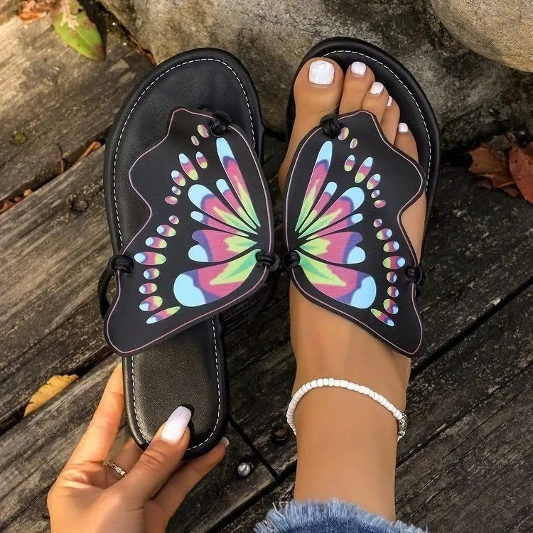 Butterfly Summer Flip Flops Women New Luxury Designer Women Sandals Flat Fashion Slippers Shoes for Women Zapatos De Mujer43size