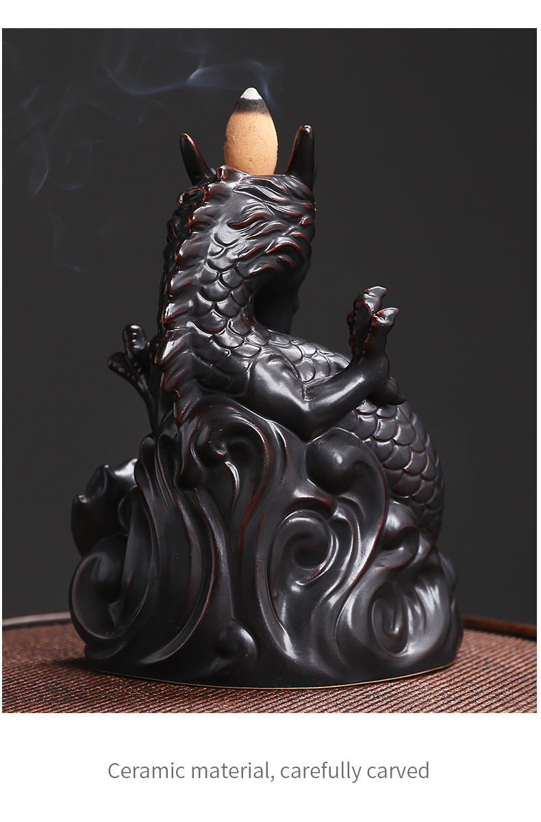 1pc, Dragon Backflow Incense Burner Ceramic Incense Holder, for Home Decor Aromatherapy Relaxation Gifts (Without Incense）