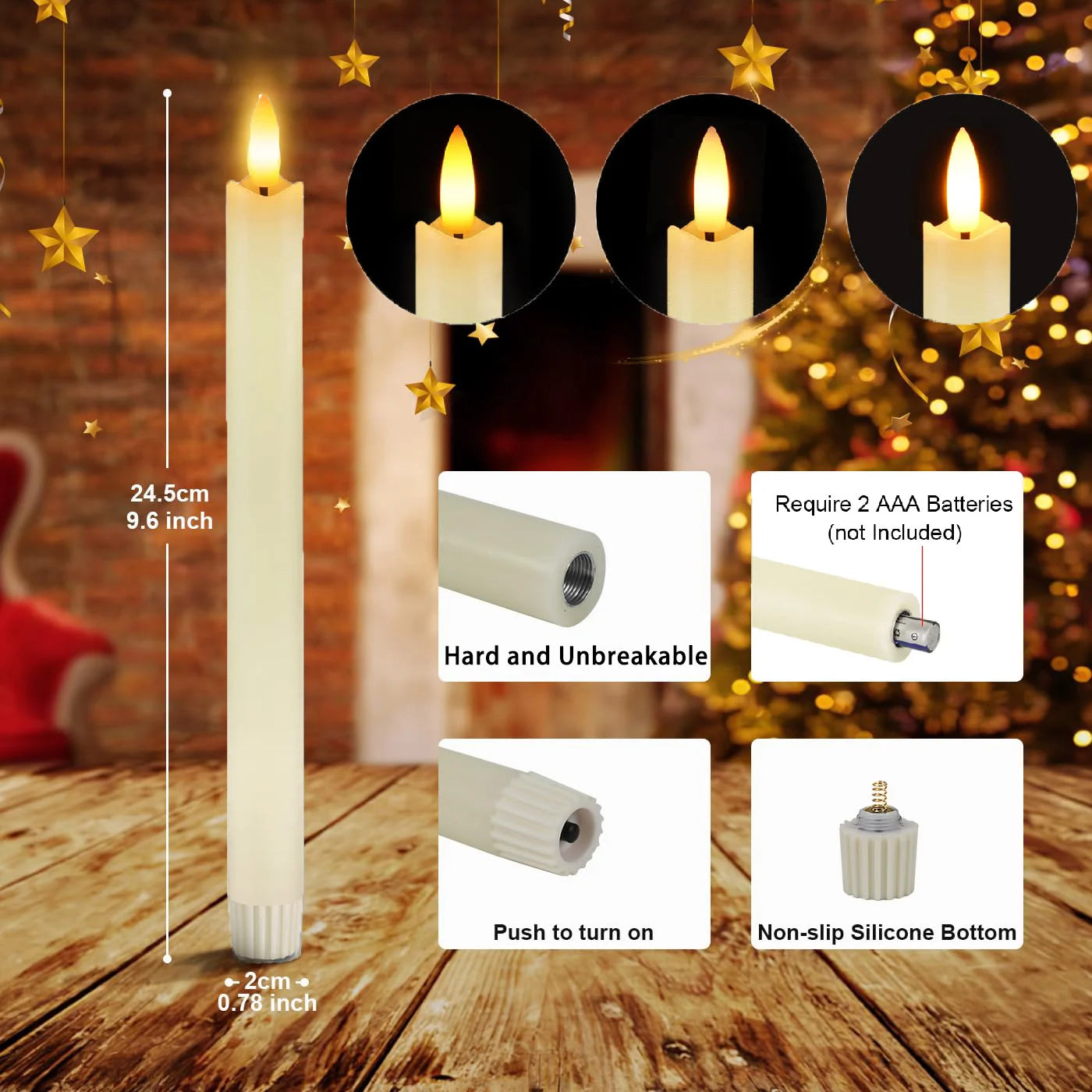 12-96Pcs LED Taper Candles Wedding Decor Candles Battery Operated Flameless Candle for Holiday/Church/Dining room/Party/Home ﻿