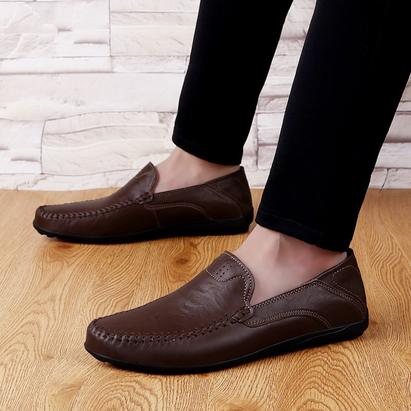 Genuine Leather Mens Shoes Casual Luxury Brand Soft Men Loafers Moccasins Breathable Slip on Male Boat Shoes Plus Size 37-47